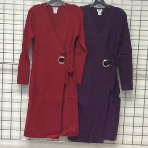 Overlap ribs sweater dress Acrylic/Nylon